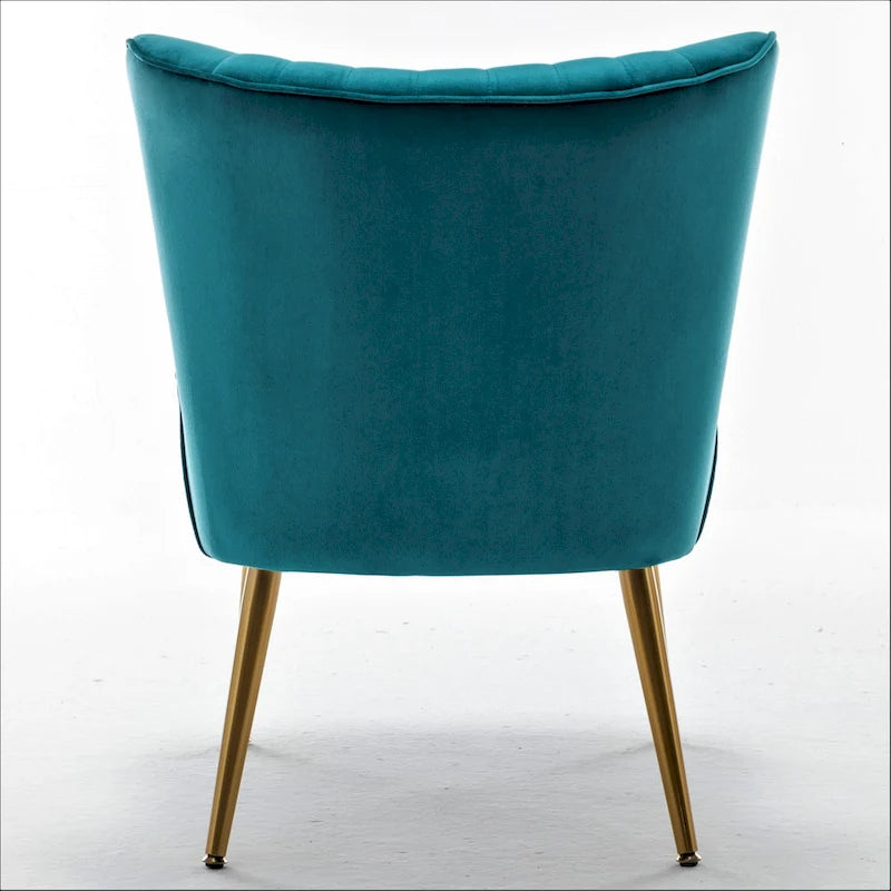 Fauteuil d'appoint en velours sans accoudoirs, style moderne du milieu du siècle, 1 place – Noir / Sarcelle / Gris / Bleu marine / Jaune / Ivoire / Vert / Violet / Rouge orangé
