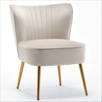 Fauteuil d'appoint en velours sans accoudoirs, style moderne du milieu du siècle, 1 place – Noir / Sarcelle / Gris / Bleu marine / Jaune / Ivoire / Vert / Violet / Rouge orangé