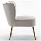 Fauteuil d'appoint en velours sans accoudoirs, style moderne du milieu du siècle, 1 place – Noir / Sarcelle / Gris / Bleu marine / Jaune / Ivoire / Vert / Violet / Rouge orangé