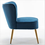 Fauteuil d'appoint en velours sans accoudoirs, style moderne du milieu du siècle, 1 place – Noir / Sarcelle / Gris / Bleu marine / Jaune / Ivoire / Vert / Violet / Rouge orangé