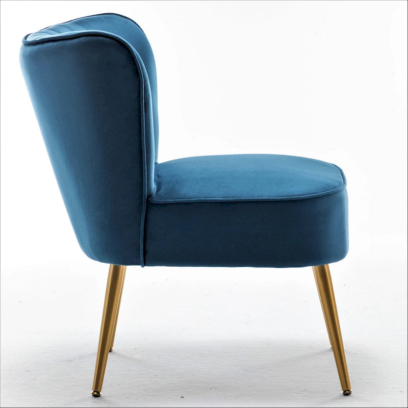 Fauteuil d'appoint en velours sans accoudoirs, style moderne du milieu du siècle, 1 place – Noir / Sarcelle / Gris / Bleu marine / Jaune / Ivoire / Vert / Violet / Rouge orangé