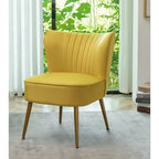 Fauteuil d'appoint en velours sans accoudoirs, style moderne du milieu du siècle, 1 place – Noir / Sarcelle / Gris / Bleu marine / Jaune / Ivoire / Vert / Violet / Rouge orangé