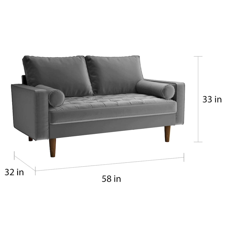 Causeuse capitonnée en velours – Multicolore, Milieu de siècle, 2 places