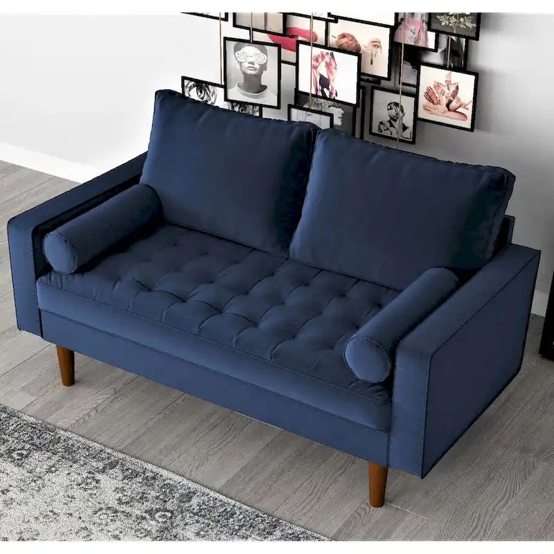 Causeuse capitonnée en velours – Multicolore, Milieu de siècle, 2 places