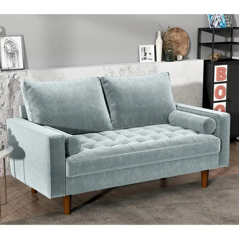 Causeuse capitonnée en velours – Multicolore, Milieu de siècle, 2 places