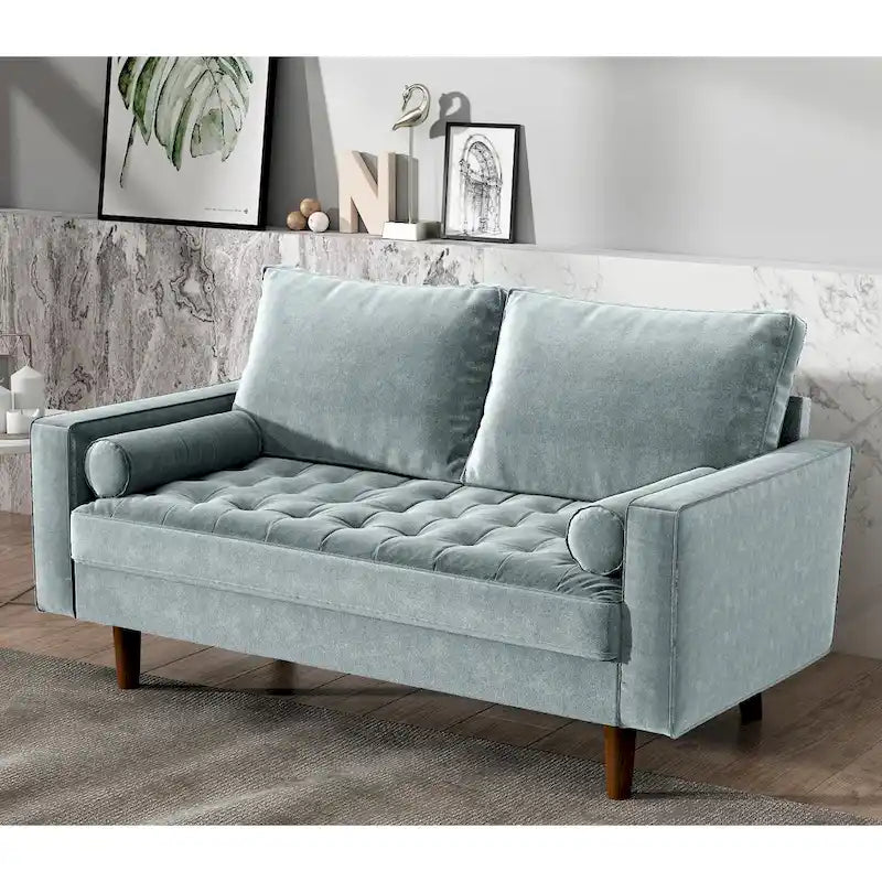 Causeuse capitonnée en velours – Multicolore, Milieu de siècle, 2 places
