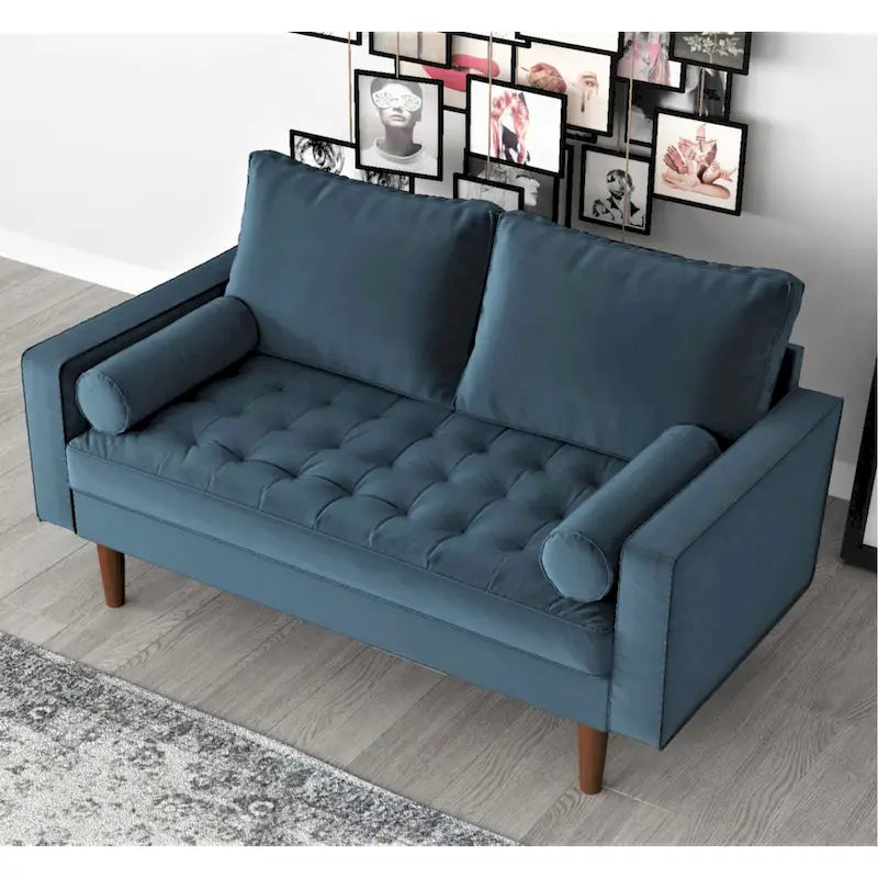 Causeuse capitonnée en velours – Multicolore, Milieu de siècle, 2 places