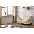 Causeuse 2 places style Mid-Century – Crème / Marron / Noir