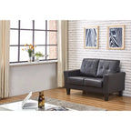 Causeuse 2 places style Mid-Century – Crème / Marron / Noir