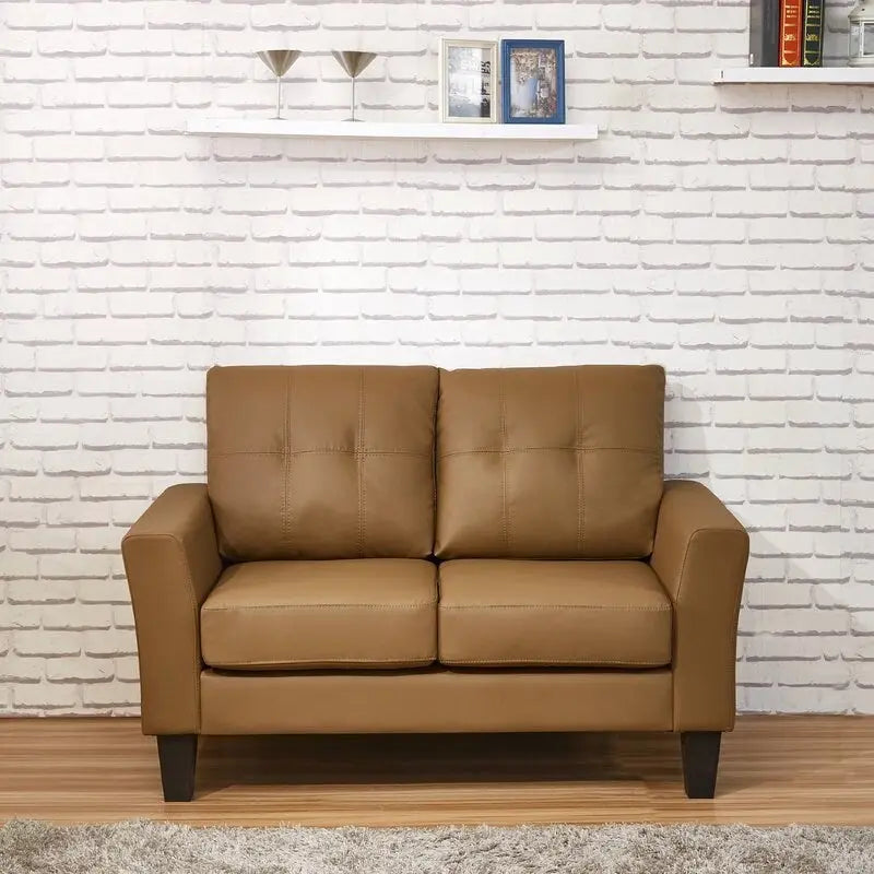 Causeuse 2 places style Mid-Century – Crème / Marron / Noir