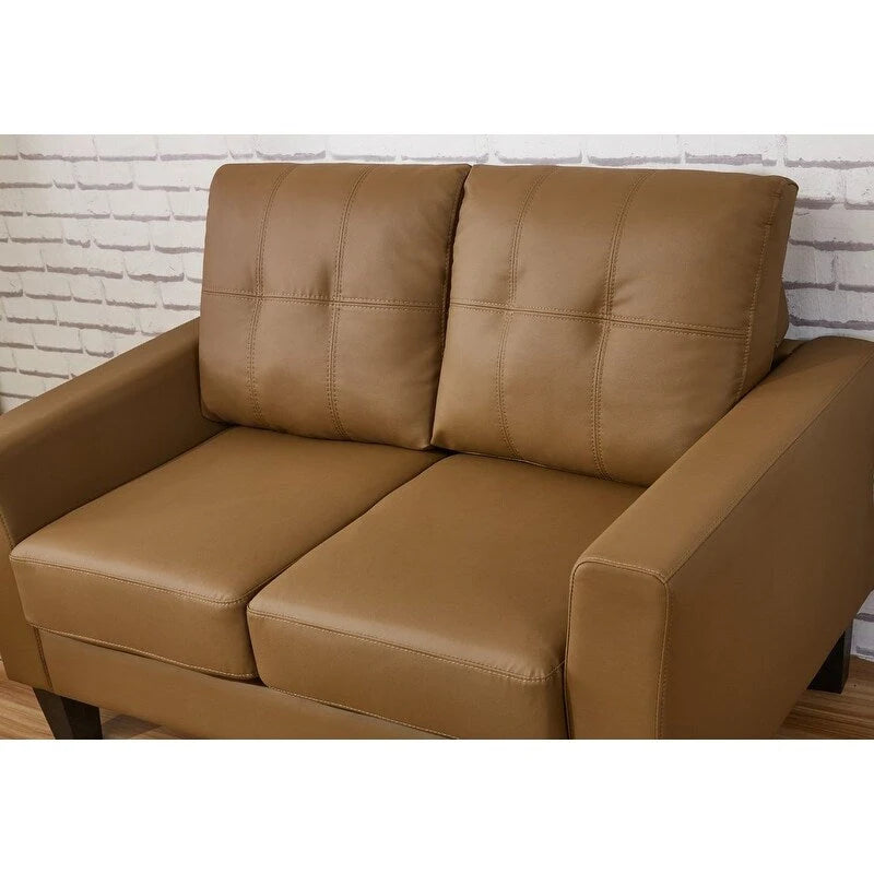 Causeuse 2 places style Mid-Century – Crème / Marron / Noir