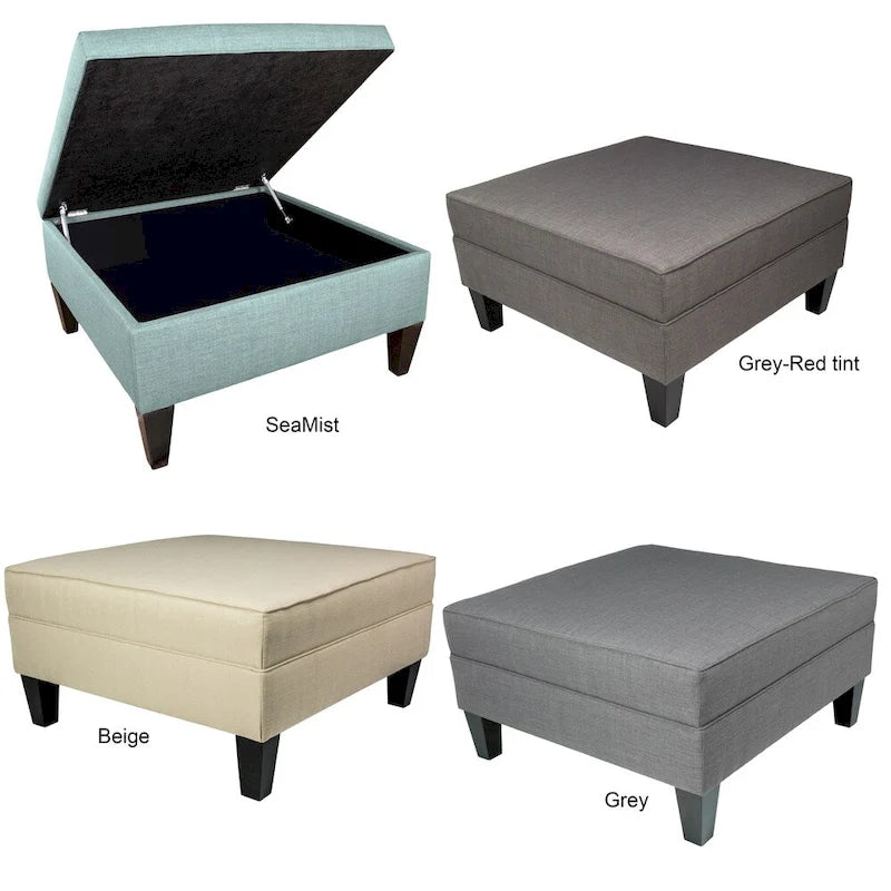 Pouff ottoman carré de rangement, Beige / Bleu / Gris / Gris foncé, 1 à 2 places