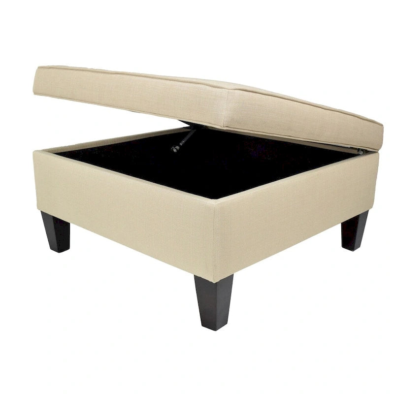 Pouff ottoman carré de rangement, Beige / Bleu / Gris / Gris foncé, 1 à 2 places