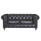 Causeuse Chesterfield – Marron foncé / Châtaigne / Noir / Marron écorce – 2 places
