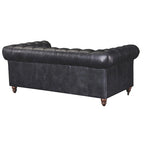 Causeuse Chesterfield – Marron foncé / Châtaigne / Noir / Marron écorce – 2 places