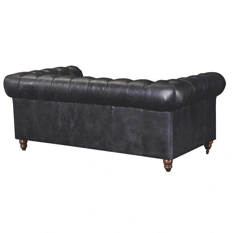Causeuse Chesterfield – Marron foncé / Châtaigne / Noir / Marron écorce – 2 places