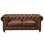 Causeuse Chesterfield – Marron foncé / Châtaigne / Noir / Marron écorce – 2 places