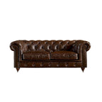 Causeuse Chesterfield – Marron foncé / Châtaigne / Noir / Marron écorce – 2 places