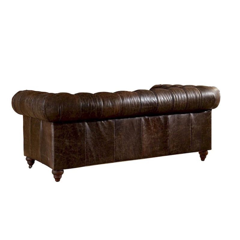 Causeuse Chesterfield – Marron foncé / Châtaigne / Noir / Marron écorce – 2 places