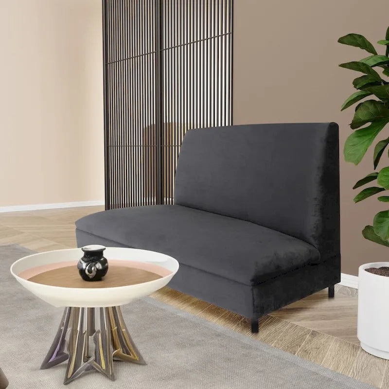 Banquette de restaurant rembourrée en velours noir – 2 places