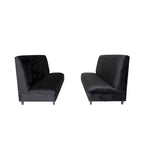 Banquette de restaurant rembourrée en velours noir – 2 places