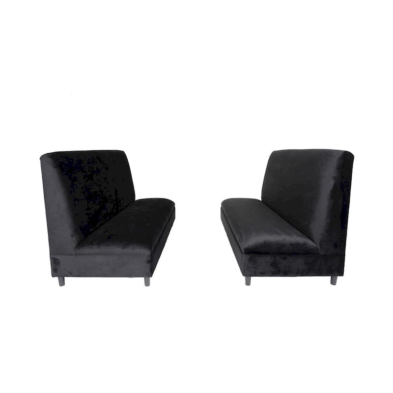 Banquette de restaurant rembourrée en velours noir – 2 places
