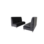Banquette de restaurant rembourrée en velours noir – 2 places