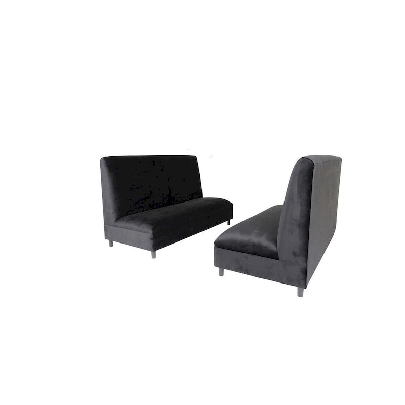 Banquette de restaurant rembourrée en velours noir – 2 places