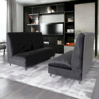 Banquette de restaurant rembourrée en velours noir – 2 places