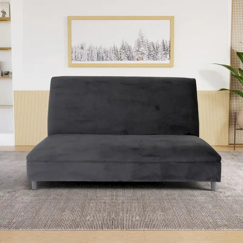 Banquette de restaurant rembourrée en velours noir – 2 places