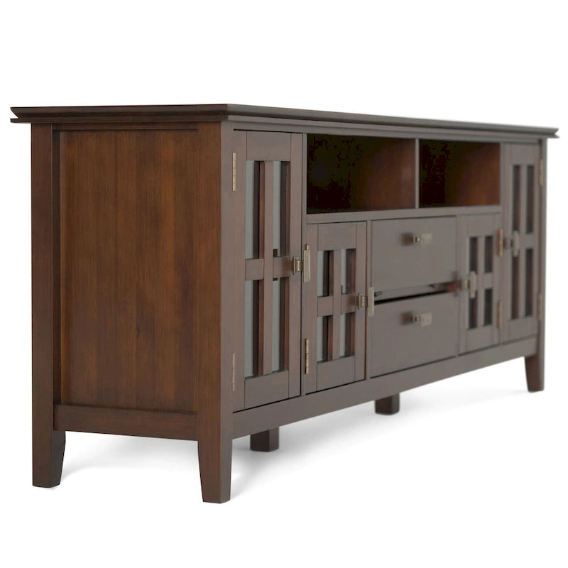 Meuble TV en bois massif, 183 cm de large, convient aux téléviseurs jusqu'à 80" – Plusieurs couleurs disponibles