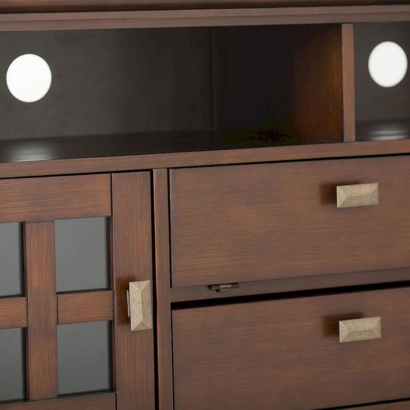 Meuble TV en bois massif, 183 cm de large, convient aux téléviseurs jusqu'à 80" – Plusieurs couleurs disponibles