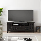 Meuble TV en bois massif, 183 cm de large, convient aux téléviseurs jusqu'à 80" – Plusieurs couleurs disponibles