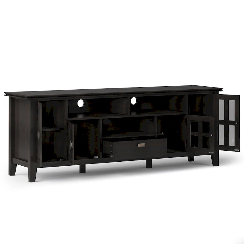 Meuble TV en bois massif, 183 cm de large, convient aux téléviseurs jusqu'à 80" – Plusieurs couleurs disponibles