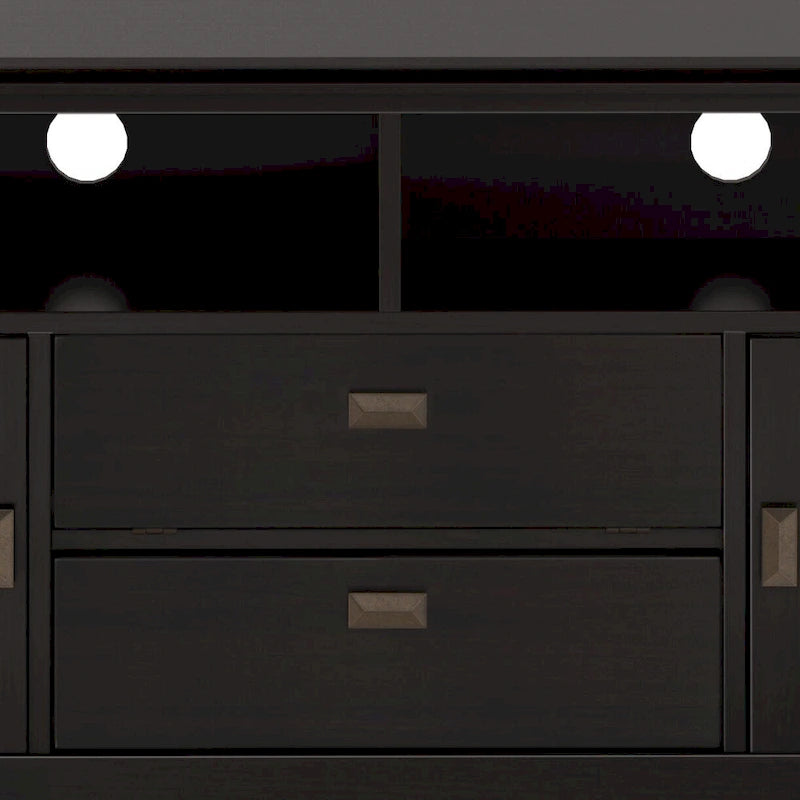 Meuble TV en bois massif, 183 cm de large, convient aux téléviseurs jusqu'à 80" – Plusieurs couleurs disponibles