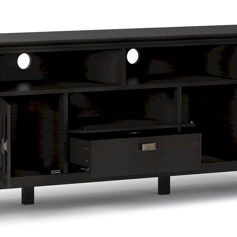Meuble TV en bois massif, 183 cm de large, convient aux téléviseurs jusqu'à 80" – Plusieurs couleurs disponibles