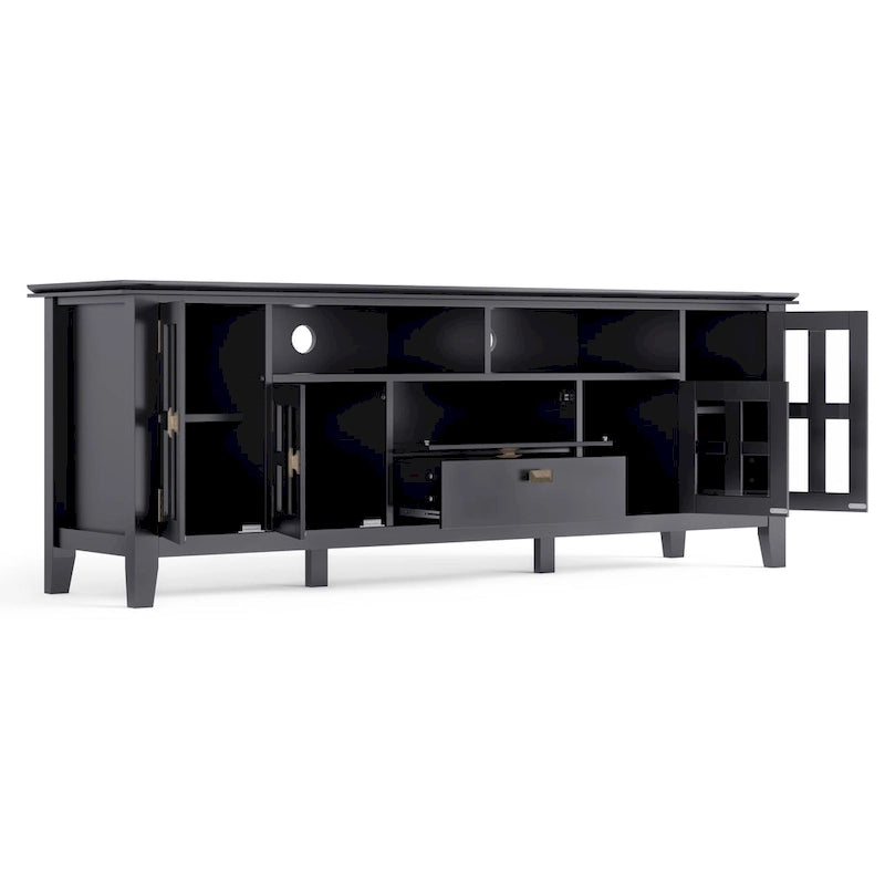 Meuble TV en bois massif, 183 cm de large, convient aux téléviseurs jusqu'à 80" – Plusieurs couleurs disponibles