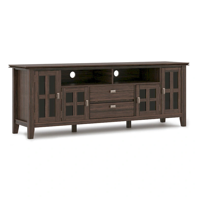 Meuble TV en bois massif, 183 cm de large, convient aux téléviseurs jusqu'à 80" – Plusieurs couleurs disponibles