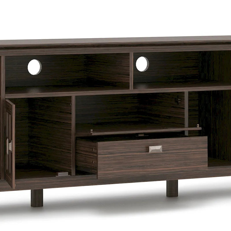 Meuble TV en bois massif, 183 cm de large, convient aux téléviseurs jusqu'à 80" – Plusieurs couleurs disponibles
