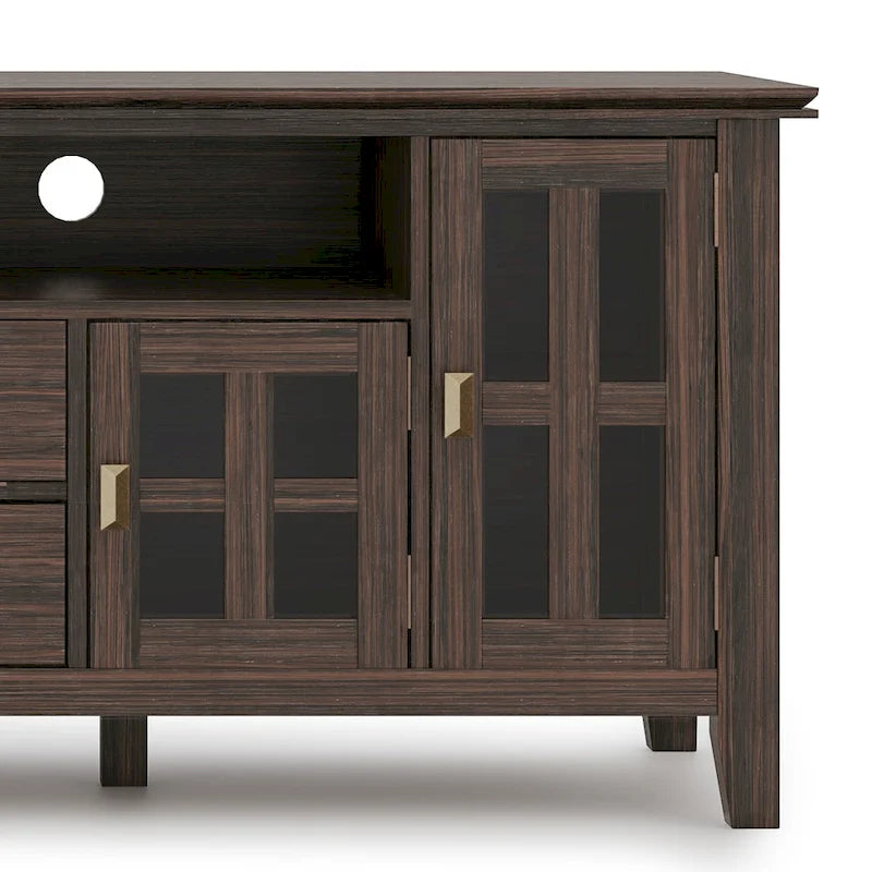 Meuble TV en bois massif, 183 cm de large, convient aux téléviseurs jusqu'à 80" – Plusieurs couleurs disponibles