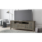 Meuble TV en bois massif, 183 cm de large, convient aux téléviseurs jusqu'à 80" – Plusieurs couleurs disponibles