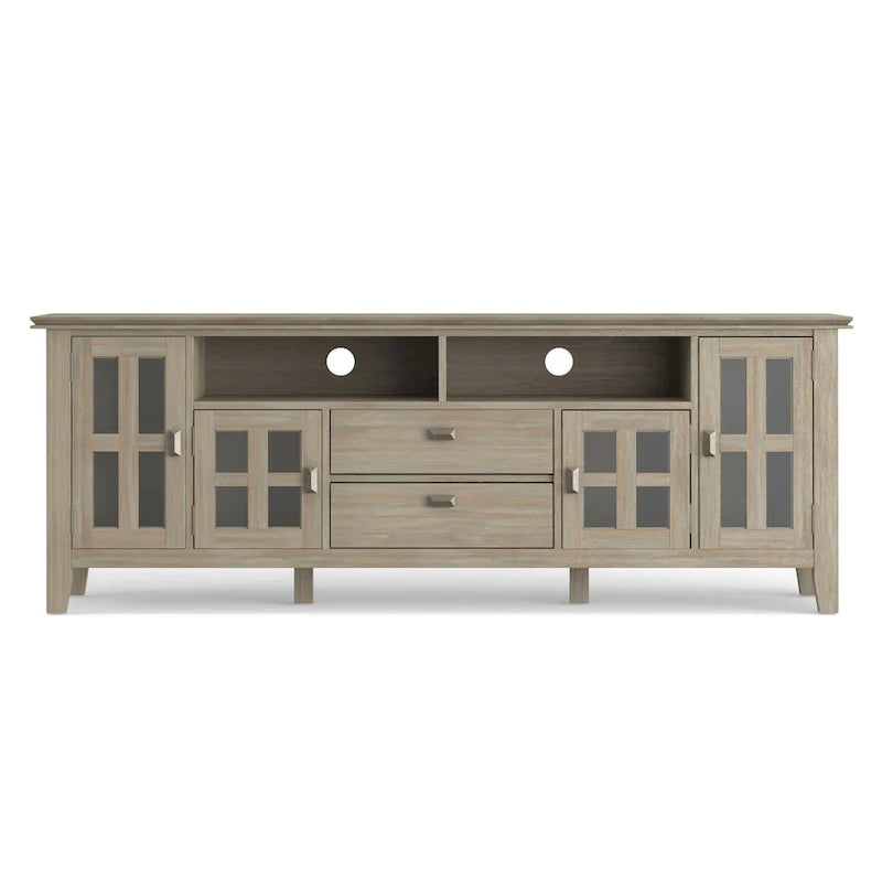 Meuble TV en bois massif, 183 cm de large, convient aux téléviseurs jusqu'à 80" – Plusieurs couleurs disponibles