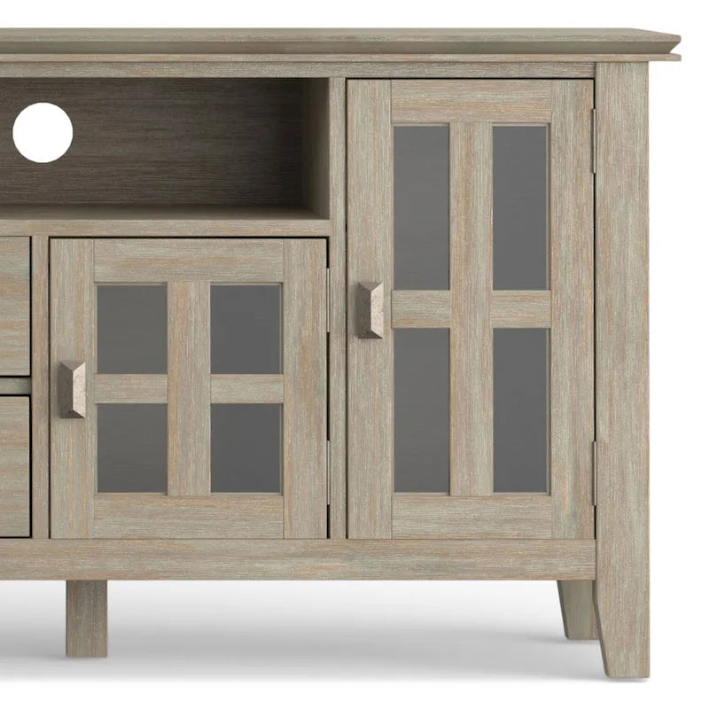Meuble TV en bois massif, 183 cm de large, convient aux téléviseurs jusqu'à 80" – Plusieurs couleurs disponibles
