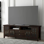 Meuble TV en bois massif, 183 cm de large, convient aux téléviseurs jusqu'à 80" – Plusieurs couleurs disponibles