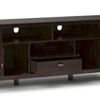 Meuble TV en bois massif, 183 cm de large, convient aux téléviseurs jusqu'à 80" – Plusieurs couleurs disponibles