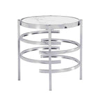 Table d'appoint ronde – Or / Noir / Argent galvanisé | Dessus en pierre frittée | Style moderne | Utilisation par 1 personne