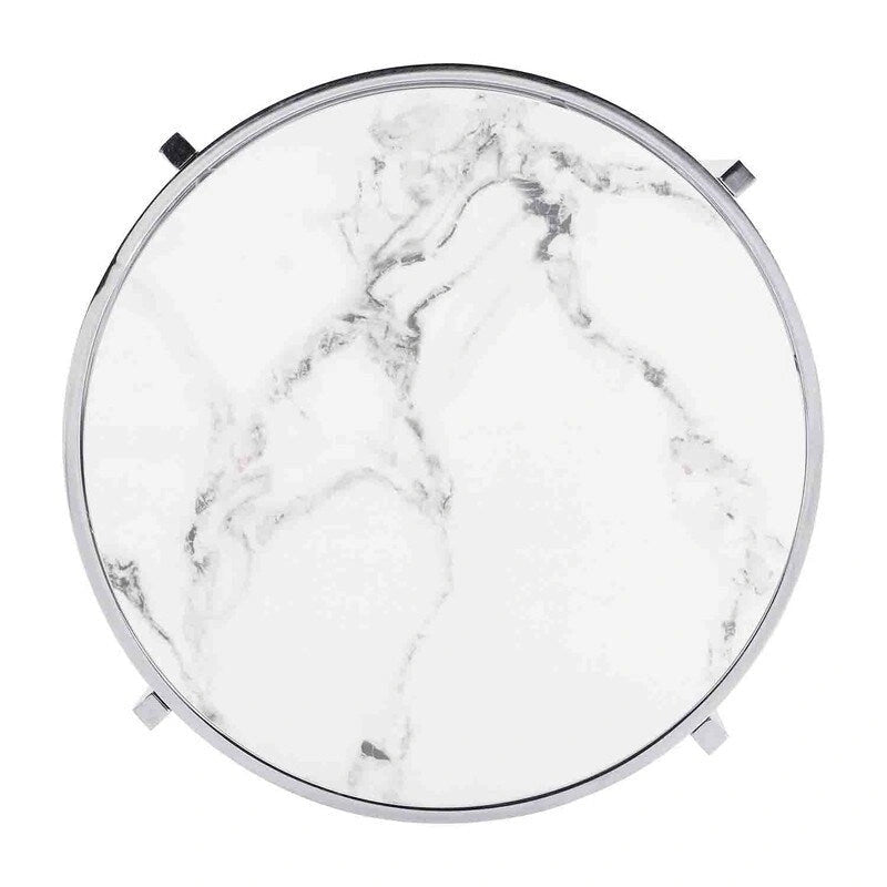 Table d'appoint ronde – Or / Noir / Argent galvanisé | Dessus en pierre frittée | Style moderne | Utilisation par 1 personne