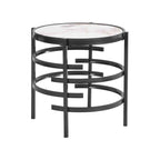 Table d'appoint ronde – Or / Noir / Argent galvanisé | Dessus en pierre frittée | Style moderne | Utilisation par 1 personne