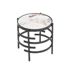 Table d'appoint ronde – Or / Noir / Argent galvanisé | Dessus en pierre frittée | Style moderne | Utilisation par 1 personne