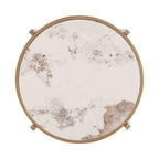 Table d'appoint ronde – Or / Noir / Argent galvanisé | Dessus en pierre frittée | Style moderne | Utilisation par 1 personne
